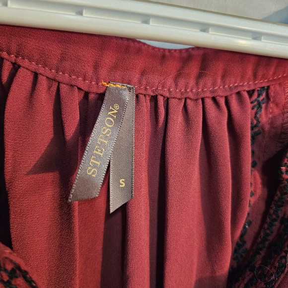 Stetson Western Shirt Womens Long Sleeve V-neck Blouse Red Wine 11-57-565-1024wi - Picture 2 of 9